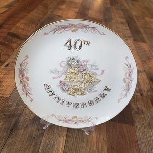 40th Anniversary hand painted plate lefton china